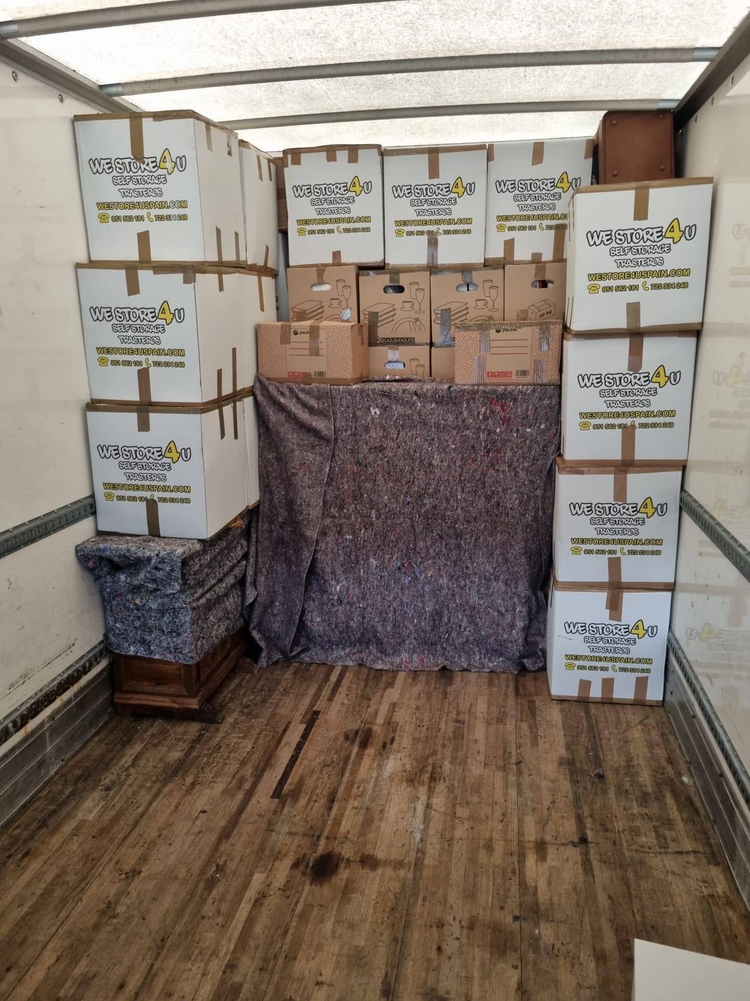 Carefully packed boxes for international removals