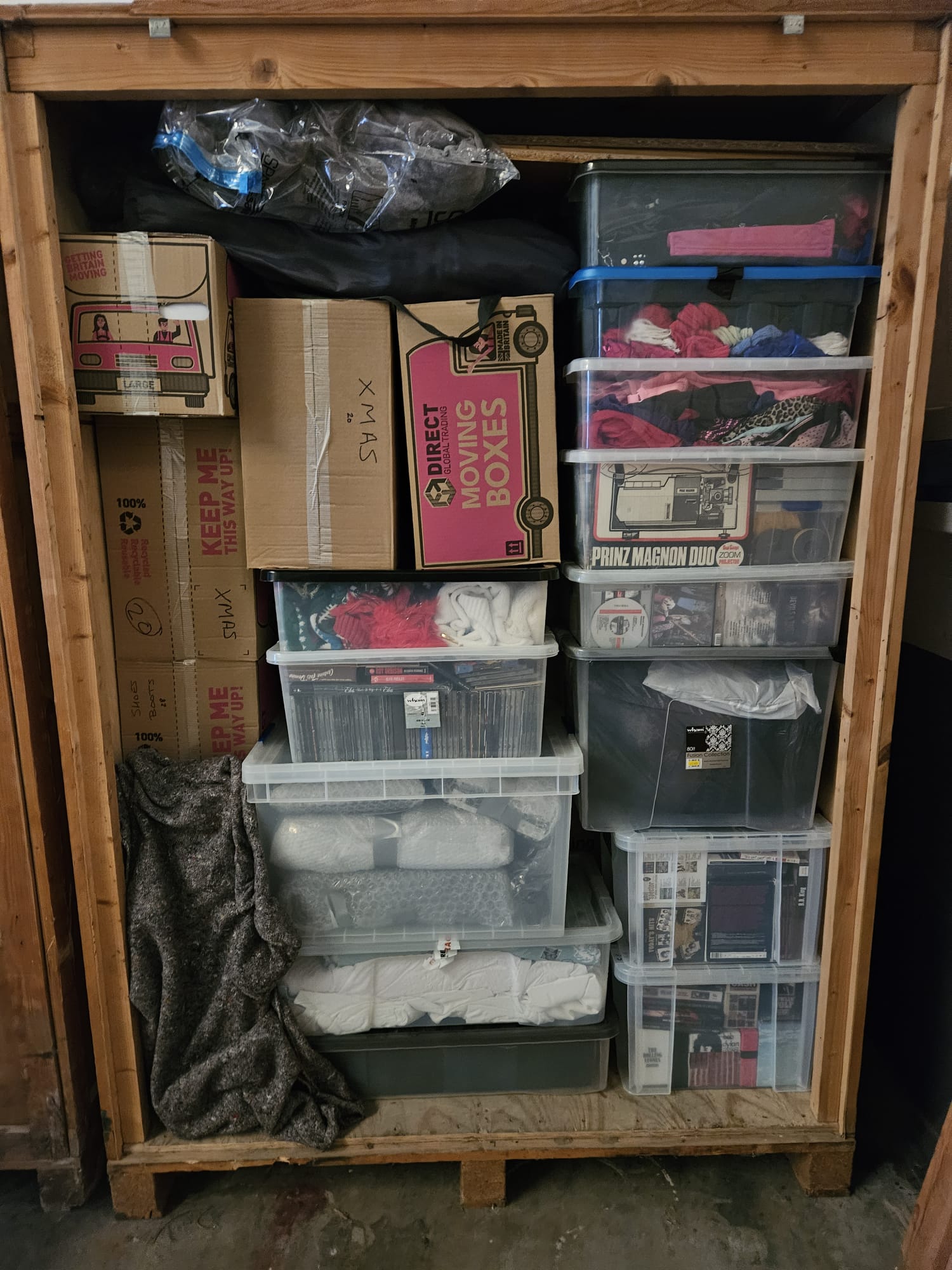 Professionally packed storage unit with organized boxes